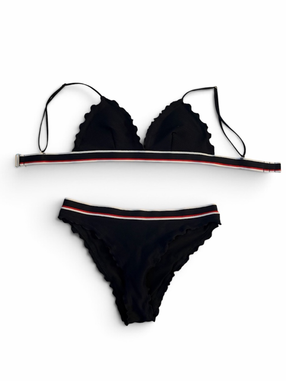 H&M Navy Bikini with Red and White Stripe Trim